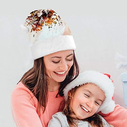 Chapéu de Papai Noel de Natal, pintura de chapéu de férias leão de Natal para adultos, Unisex Comfort Christmas