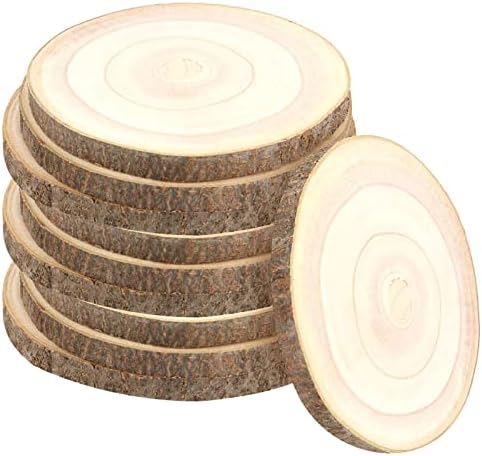 Taicheut 9 PCs 9-10 polegadas grandes fatias de madeira, fatias de madeira rústicas naturais