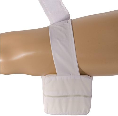 DMI hipoalergênico ortopédico joelheira com espuma de espuma até o travesseiro de suporte de joelho para colocar entre joelhos com gancho e ajuste de loop, 7 x 4 x 5 polegadas, branco