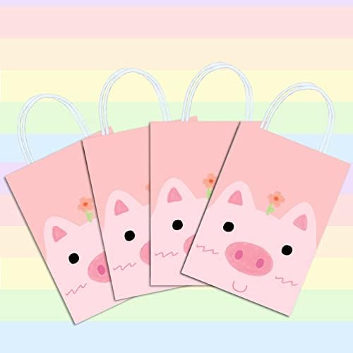 16 peças Pink Pig Goodie Bags para suprimentos para festas de aniversário de porco rosa, lanches