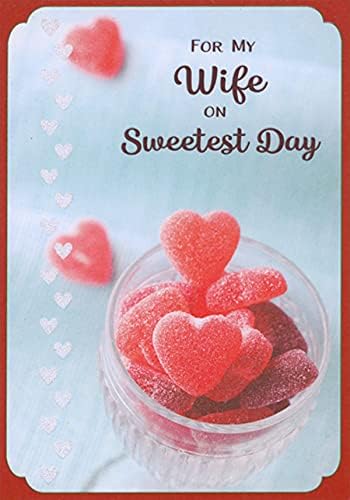 Saudações de designers em forma de coração em forma de coração no cartão de vidro Dish Sweet Day para