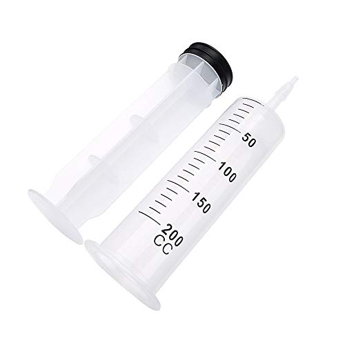 2 Pacote de 200ml seringas com tubos, seringa plástica grande com mangueiras de 55,1 polegadas para laboratórios