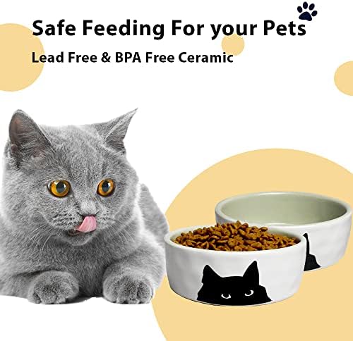 Tigelas de gato - alimentos de gato de cerâmica premium e prato de água 8 oz de tigelas de animais