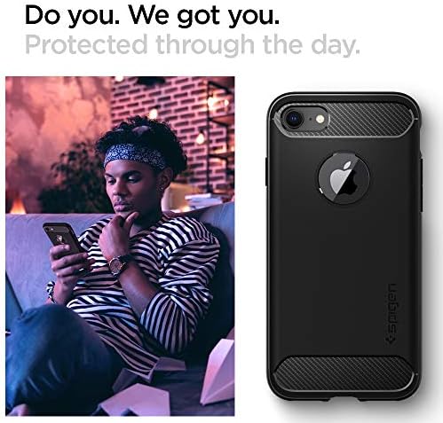 Armadura Rugged Spigen projetada para Apple iPhone 8 Case / Projetado para iPhone 7 Case - Black