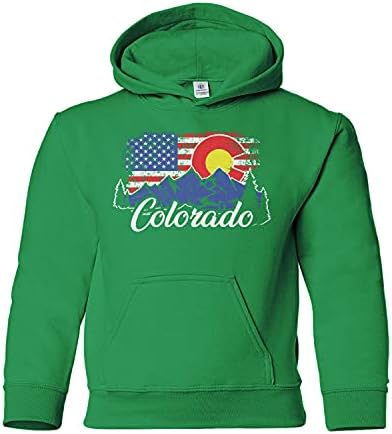 Montanhas de Threadrock Kids Colorado Bandeira Americana Moletom Capuz Juventude