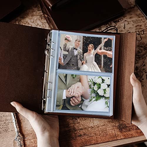 Álbum de fotos 4x6 120 Fotos, álbuns de fotos de couro com espaço de escrita com 30 Writing Paper, Travel Family Wedding Kids Graduação Ultrassom Baby Picture Album