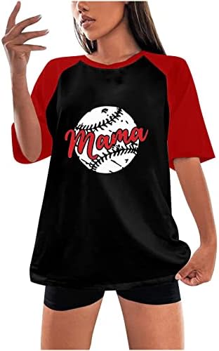 Camisa de beisebol raglan mulheres soltas tampas de verão letras gráficas impressão de manga curta Jersey pescoço para meninas adolescentes