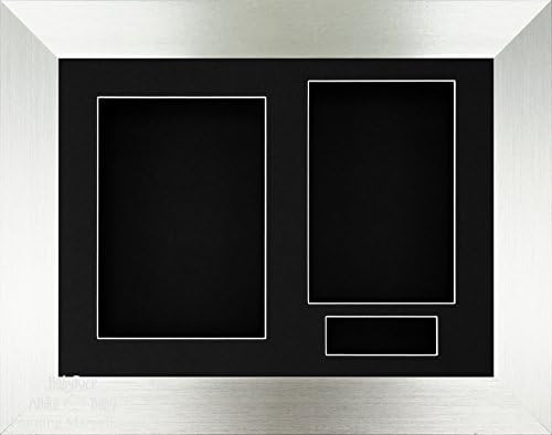 Babyrice 11.5x8.5 Prata escovada 3D quadro de tela / montagem preta de 3 orifícios e apoio