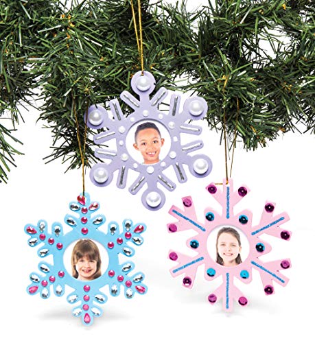 Baker Ross AC278 Floco de neve de madeira - pacote de 8, decorações personalizadas de Natal, artesanato de Natal caseiro para crianças