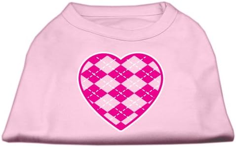Mirage Pet Products Argyle Heart Pink Screen Print Camiseta clara rosa xxxl
