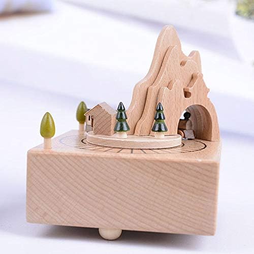 Yang1mn.ornamentos caixa de música minimalista moderna feita de madeira de madeira de madeira sólida montanha