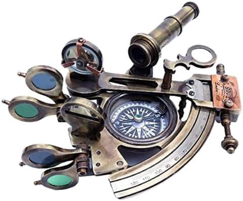 Londres 1753 Antique instrumento de navegação de navios astrolábios com bússola direcional Bermondrey Telescope/Astrolabe Ship History Sextant Tool por casa de presente náutica