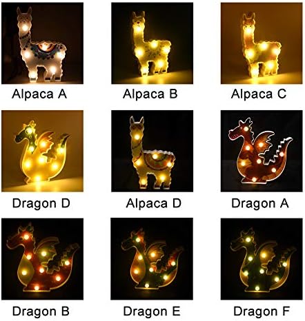 Alpaca Llama Night Light, Light Up Up Alpaca/Dragão Modelagem Decorativa Luz noturna, Mesa de parede Decoração da sala de cabeceira lâmpadas lideradas, presentes adoráveis ​​para meninas meninos garotos