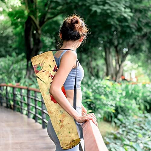 Ratgdn Yoga Mat Bag, mapa mundial vintage Exercício de ioga transportadora de tape