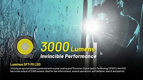 Nitecore P23i 3000 lúmen lanterna tática recarregável com baterias duplas e caixa de bateria Lumentac