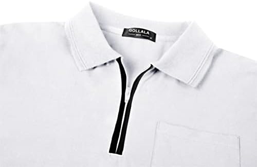 Camisas de pólo de gollala mass de manga curta Men com zíper de zíper camisa pólo de camisa de golfe de algodão casual para homens