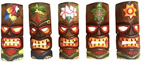 OMA Conjunto de 5 máscaras de tiki esculpidas à mão