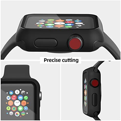 Intlife Case Compatível com Apple Watch Series 3 / Série 2 42mm com protetor de tela, tampa de proteção de protetor de PC dura fosca com acessórios de protetor de tela de vidro temperado para iwatch