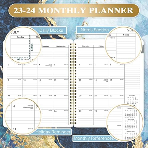 Planejador 2023-2024-Planejador Acadêmico 2023-2024, julho de 2023-junho de 2024, 8 x 10, 2023-2024 Planejador semanal e mensal com capa robusta, guias mensais, papel grosso, encadernação dupla com fio