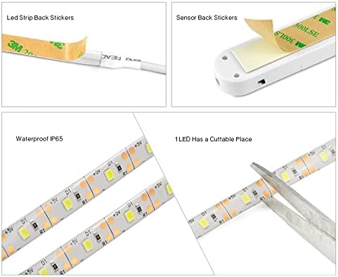 Vrabocry LED sob o sensor de movimento de iluminação do gabinete 3,28 pés de quatro modos escadas da cama de guarda