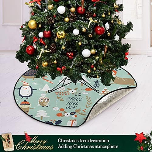 Feliz natal de Natal Treça de tapete de árvore à prova d'água Bandejas de tapete de tapete sob acessório de árvore de Natal para proteção de piso Holiday Home Supply 28 polegadas