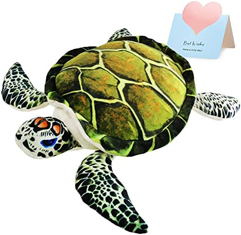 Athhoinsu realista de tartaruga marinha de pelúcia macia brinquedo oceano Vida de tartaruga Jogo Pillow Pillow Dia dos namorados aniversário para crianças pequenas, 18 '' '