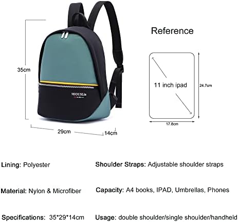 Lefancy Casual Daypack Tablets Backpack Nylon médio unissex Moda-repelente de água com manga acolchoada para comprimidos