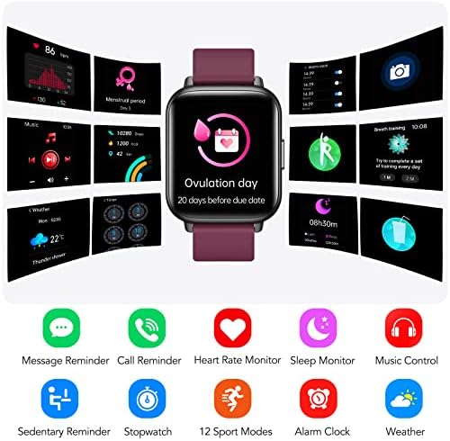 Parsonver relógio inteligente, 1,69 SmartWatch para telefones Android e iPhone compatível com fitness impermeável IP68 Relógio