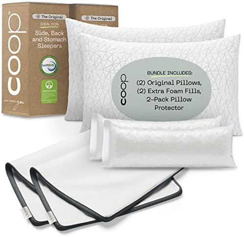 Coop Home Goods - 2 Pacote de travesseiros de loft originais e 2 pacote de protetor de travesseiro com zíper