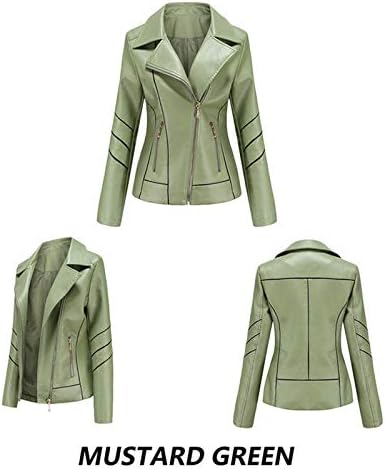 Jaqueta de couro falsa feminino fino de couro falso motociclista casaco curto.