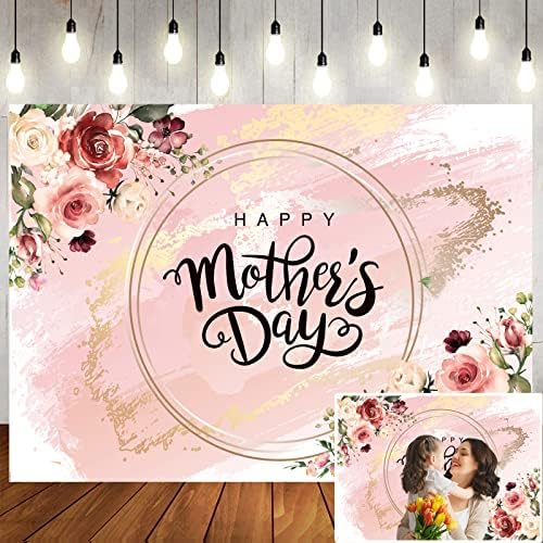 LTlyh 8x6ft Day das mães Penas de fundo do dia das mães Doldado e rosa Flores cenários do dia das mães Passo