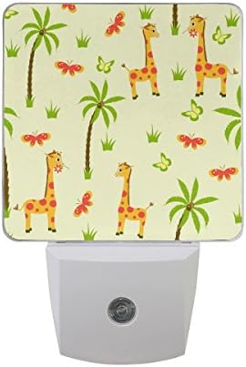 NAANLE Conjunto de 2 desenhos animados de férias de verão girafa animal palmeira e grama de borboleta no