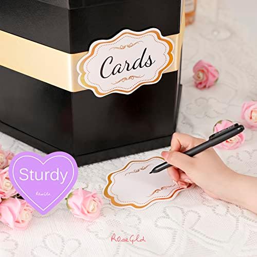 Caixa de cartão RoseGld, caixa de recebimento de cartão com fita 14x12x12 polegadas, porta -caixas elegantes para casamento, graduação, aniversário, chá de bebê, noivado
