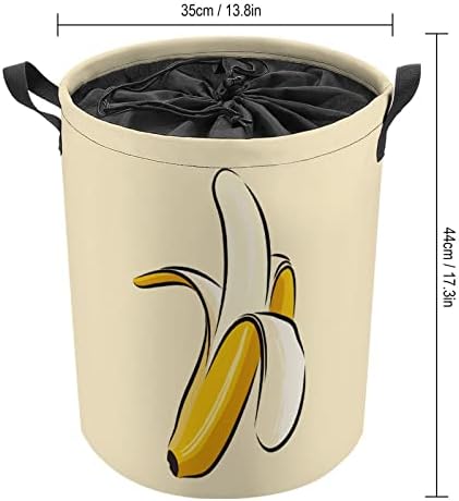 Saco de lavanderia redonda de banana descascada cesto de armazenamento à prova d'água com tampa