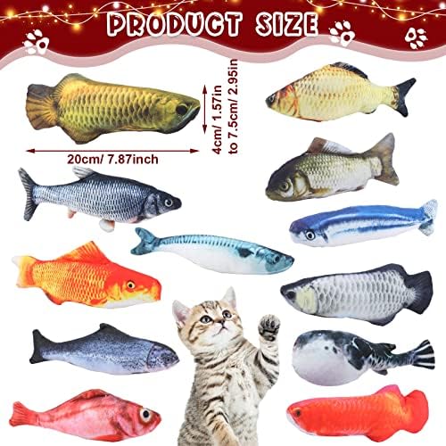 12 PCS Plush Peixes Toys de gato Catnip Fish Toys