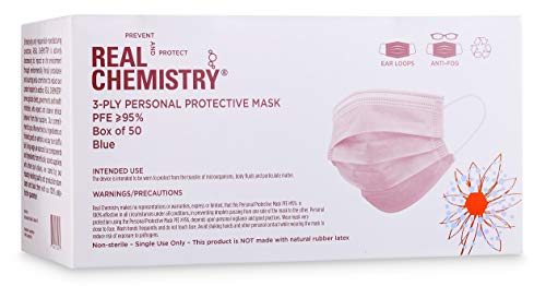 Máscara de proteção pessoal de 3-Ply de química real, 50 contagem