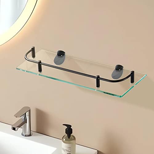 Vasuhome 2 prateleiras de vidro de banheiro de camada, organizador de parede de banheiro de vidro