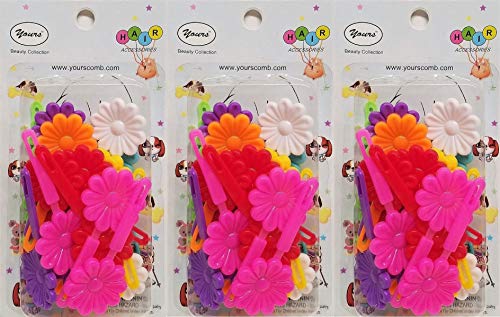 Yours Barrettes Hair Multi Color Flowers Big Ties Girls Pin Clips Braid 20 Pcs x 3