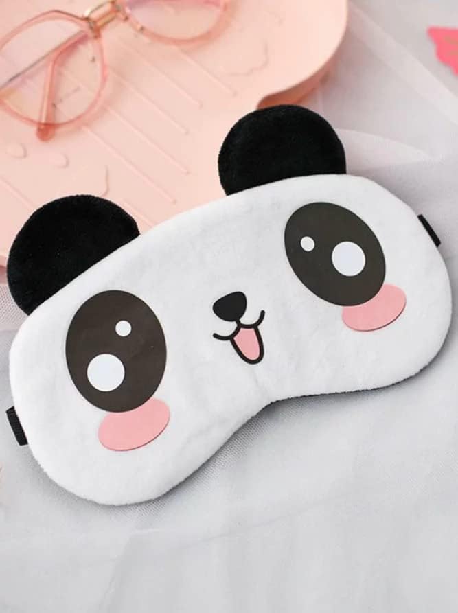 Cute panda urso veludo máscara de sono macia