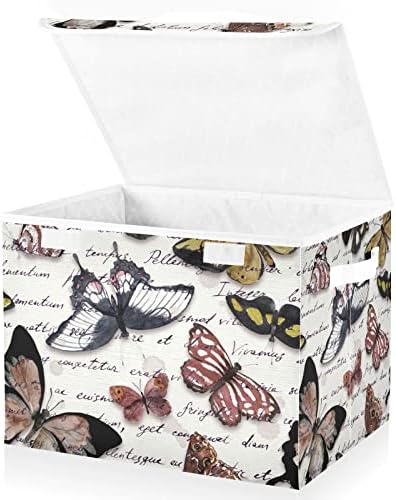Butterflies de Borboletas INNEWGOGO Letas de armazenamento de cartas manuscritas com tampas para organizar a caixa