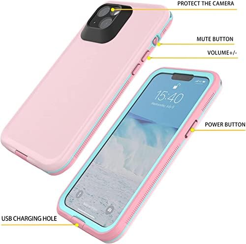 Pingtekor iPhone 14 Plus Propertimone, embalagem de varejo, IP68 IP68 Tampa de proteção de proteção pesada à prova de choque à prova de pó IP68 com protetor de tela para iPhone 14 Plus 6,7 rosa