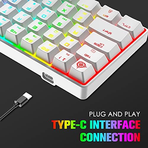 Magic-Refiner 60% RGB Mini-teclado de jogos mecânicos, chaves portáteis 68, interruptores azuis, cabo USB