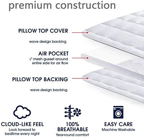 Sufue Mattress Topper Twin & Mattress Pad Protector - Pluxh de qualidade Pillow Down Alternative Pillow