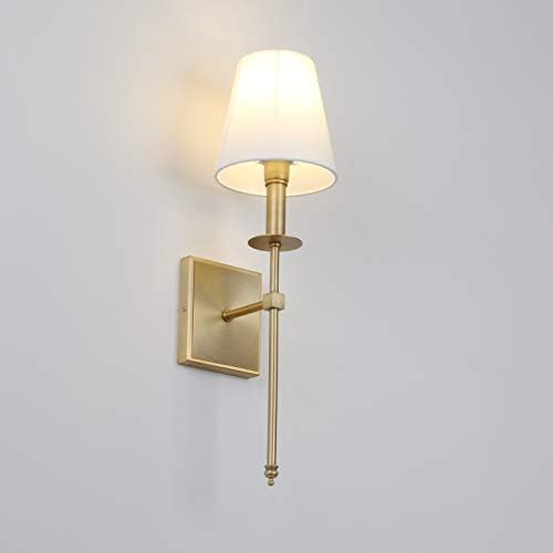 Conjunto de permo de 2 luminária clássica de arandela industrial rústica com lâmpada de lâmpada de têxtil branca e larada e suporte de coluna de latão antigo