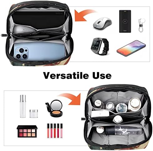 Organizador eletrônico Small Travel Cable Organizer Bag para discos rígidos, cabos, carregador, USB, cartão SD, bandeira vintage