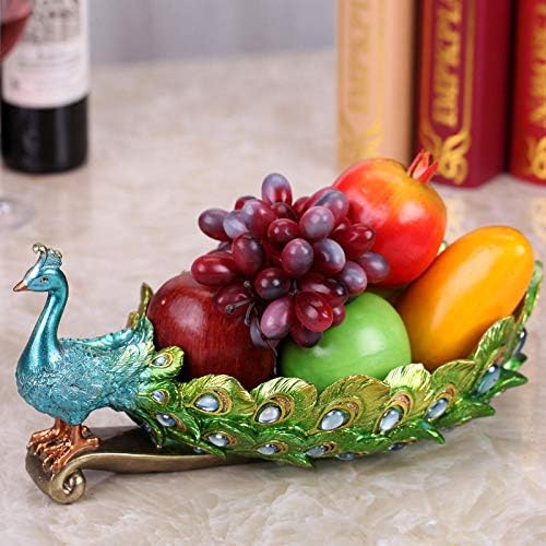 Shjdlsb resina artesanato bandeja de frutas de pavão caseira sala de café decoração ornamentos