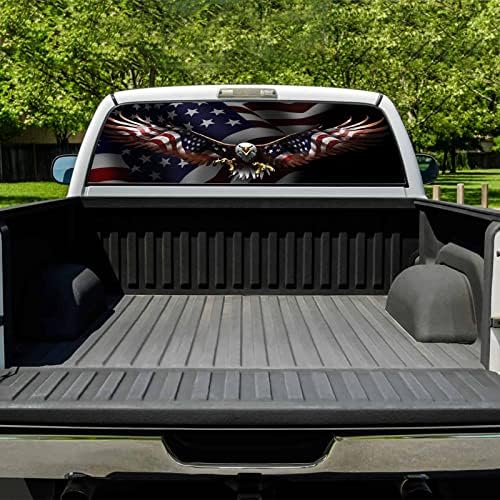 Lynsatac 65x22 em decalques American Flag Eagle para caminhões SUV American Bandle Window Decal