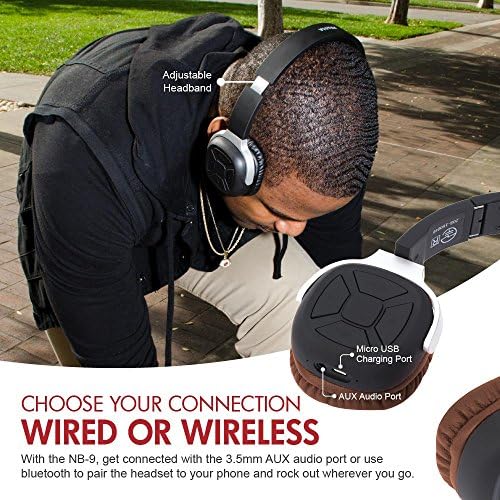 VIOTEK ULTRA-SOFT NB-9 Wireless Bluetooth fones de ouvido com fone de ouvido MIC até 45 horas de reprodução,