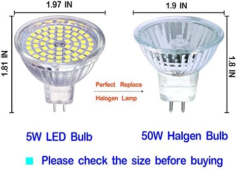 Lâmpadas LED de Ottosea MR16, lâmpadas GU5.3, 5W, 12V ACDC, Daylight White 6000k, ângulo de feixe de 120 graus Dois pinos para paisagem, recuperação, iluminação de pista, pacote não adquirível, de 6