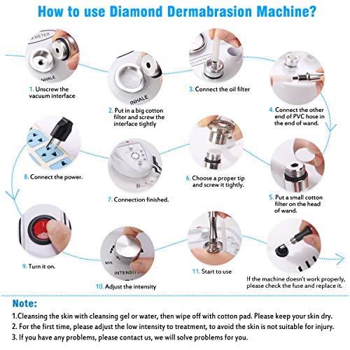 Máquina de microdermoabrasão de dermoabrasão de diamante, TopDirect 65-68cmhg Power Power Facial